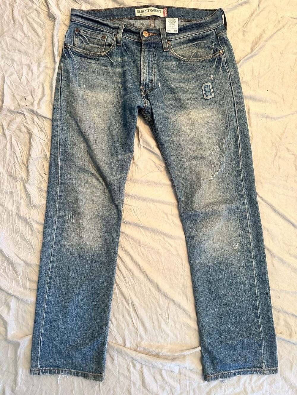 Levi's 514 Slim Straight Jeans Men's 31x30 Distressed Patchwork